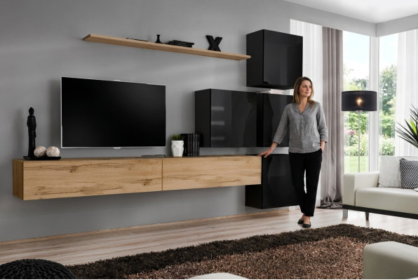 Muebles de madera para sala de estar, soporte de TV, estante de pared, juego completo de muebles de lujo.