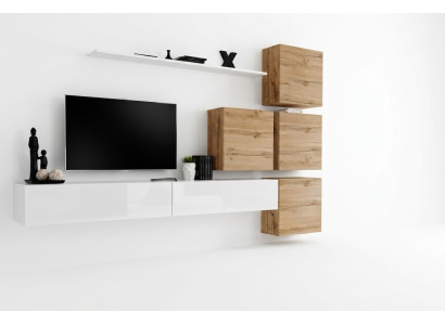 Diseño de pared para sala de estar, aparador 4x armario de pared, conjunto de 7 piezas de mobiliario de TV. Set completo.