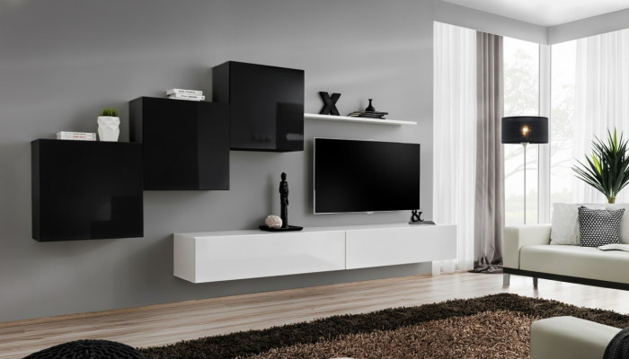 Salón completo de diseño 3x armarios de pared Blanco Aparador Conjunto de muebles para la sala de estar de 6 piezas Nuevo