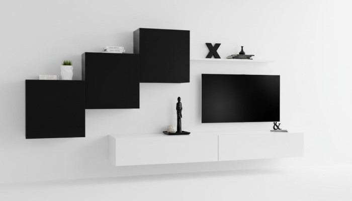 Salón completo de diseño 3x armarios de pared Blanco Aparador Conjunto de muebles para la sala de estar de 6 piezas Nuevo