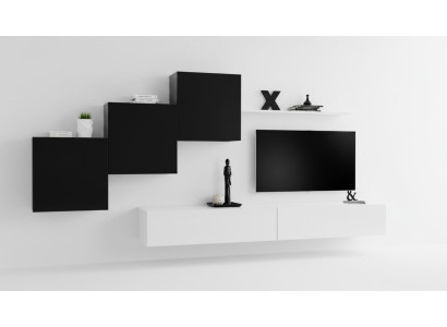 Salón completo de diseño 3x armarios de pared Blanco Aparador Conjunto de muebles para la sala de estar de 6 piezas Nuevo