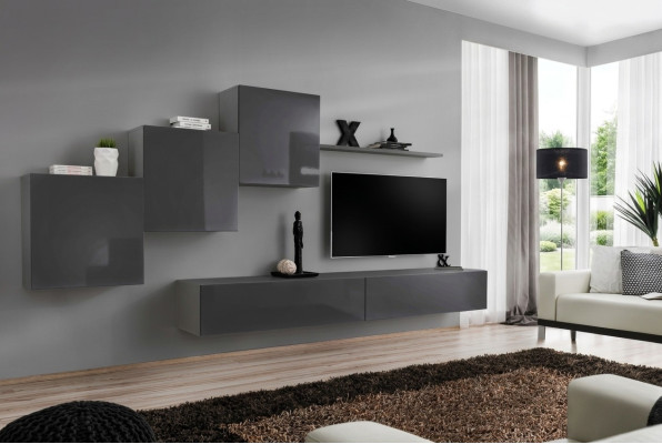 Conjunto de sala de estar de 6 piezas con armario de pared y estante de pared, completamente nuevo.
