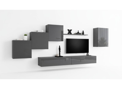 Conjunto de sala de estar de 6 piezas con armario de pared y estante de pared, completamente nuevo.