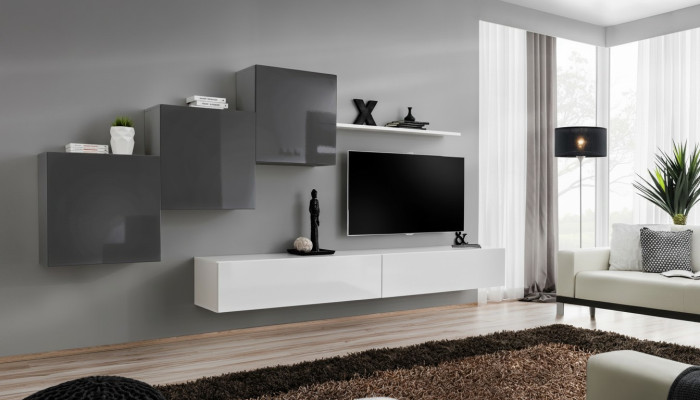 Sala de estar de lujo, mueble de salón, soporte de TV, mobiliario, estante de pared moderno diseño.