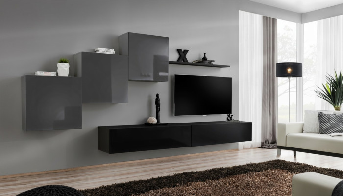Mueble de TV negro moderno para salón, mueble de salón, muebles, armarios, muebles nuevos.