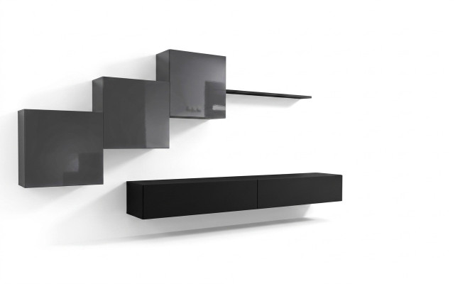 Mueble de TV negro moderno para salón, mueble de salón, muebles, armarios, muebles nuevos.