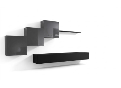 Mueble de TV negro moderno para salón, mueble de salón, muebles, armarios, muebles nuevos.