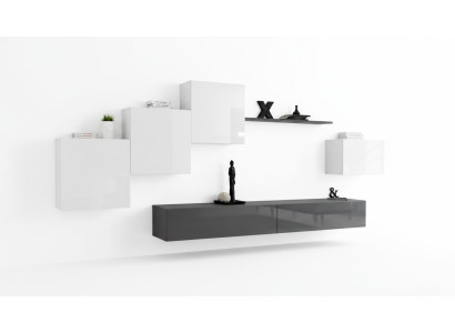 Mueble de salón de diseñador gris Soporte de TV Aparador moderno Estantería de pared Soporte de TV Nuevo