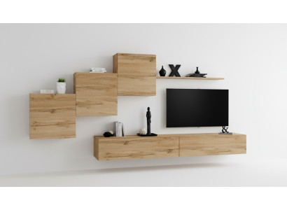 Mueble de salón de diseñador marrón Soporte para TV Moderna cómoda Estante de pared Armario de pared 6 piezas
