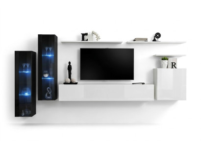 Diseño armario de pared blanco estante de pared soporte de TV salón de lujo vitrina nueva