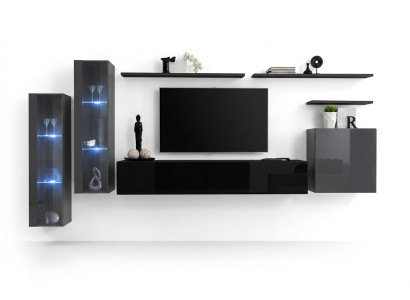 Diseñador negro mueble de salón aparador armario de pared soporte de TV conjunto de lujo