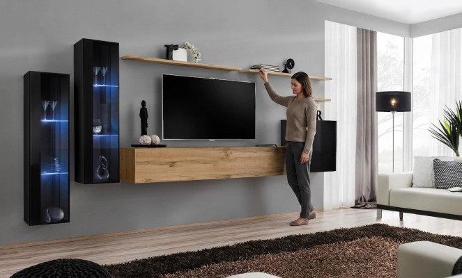 Mueble de salón marrón Aparador Armario de pared Muebles de salón de diseñador Soporte de TV