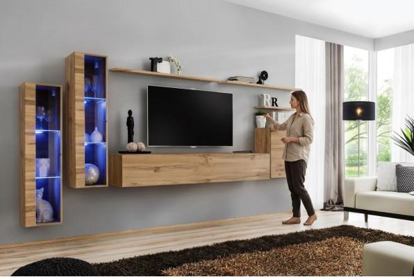 Juego de muebles para sala de estar conjunto 7 piezas muebles de lujo armario de pared estante de pared.