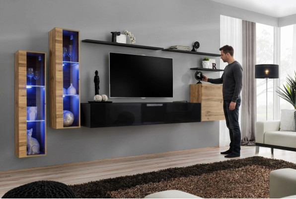 Muebles de lujo, pared de la sala, aparador, armario de diseño, decoración, soporte de TV.