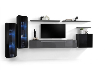 Sala de estar de madera completa gris con mueble de TV diseño 3x armario de pared lujo mueble de sala.