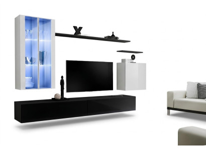 Sala de estar negro soporte para TV diseñador conjunto completo estante de pared moderno nuevo muebles