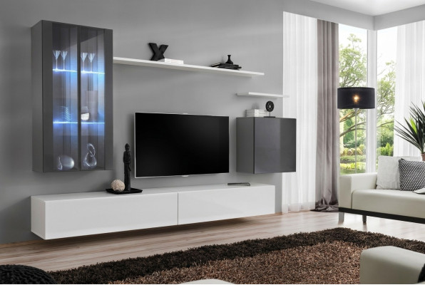 Estantes de pared completos para muebles de salón, 3 armarios de pared, lujoso soporte de TV, aparador