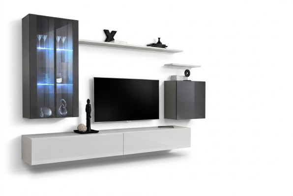 Estantes de pared completos para muebles de salón, 3 armarios de pared, lujoso soporte de TV, aparador