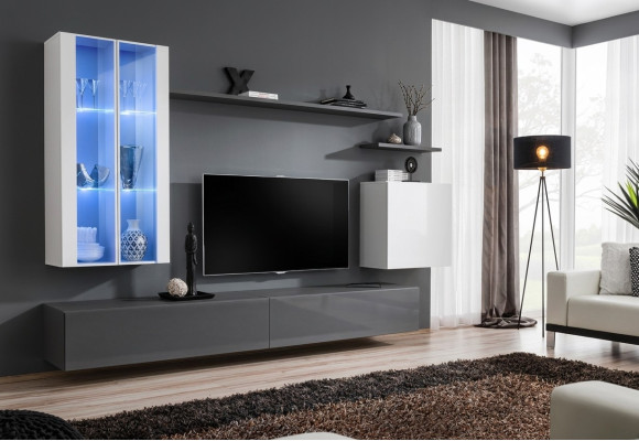 Muebles grises Muebles de sala de estar Muebles de diseñador de madera de lujo Armario Armario de pared