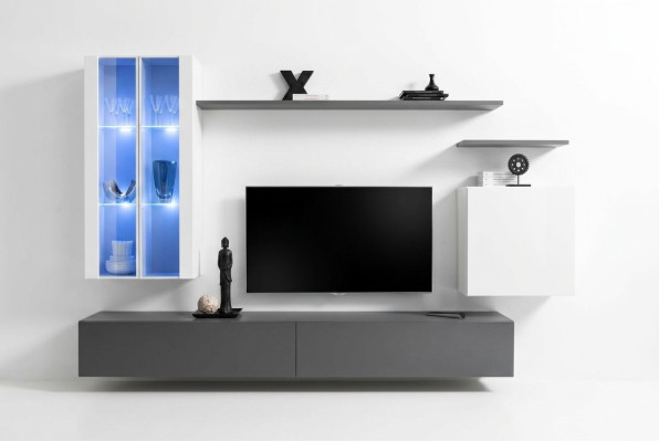 Muebles grises Muebles de sala de estar Muebles de diseñador de madera de lujo Armario Armario de pared