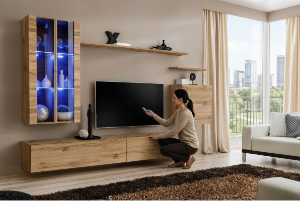 Conjunto de muebles de diseño moderno, armario de pared, soporte para TV, muebles de madera nuevos, aparador.