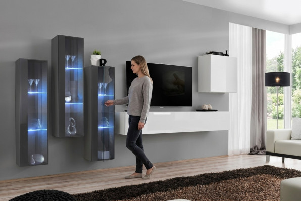Muebles de sala de estar, conjunto de armario de diseño, aparador de sala de estar, estante de pared, vitrina colgante.