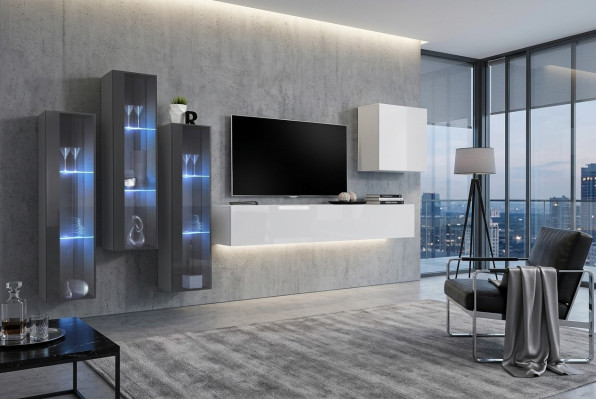 Muebles de sala de estar, conjunto de armario de diseño, aparador de sala de estar, estante de pared, vitrina colgante.