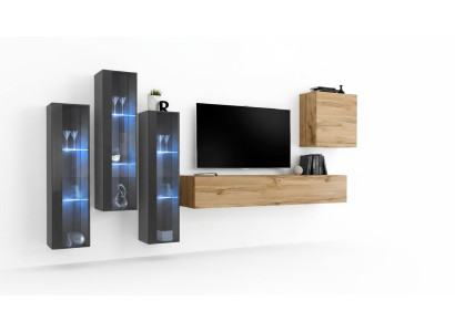 Mueble de pared de salón de madera de lujo conjunto decoración nuevo estilo moderno lujo marrón