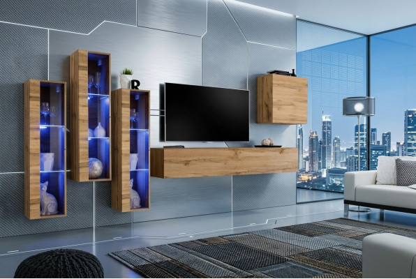 Muebles de salón en alto brillo conjunto de pared para TV estilo de lujo diseñador