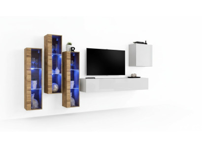 Juego completo de salón de 5 piezas de madera diseño moderno brillante