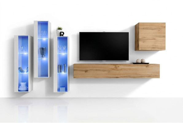 Muebles de sala de estar diseño mural soporte de TV alto brillo aparador armario de pared.