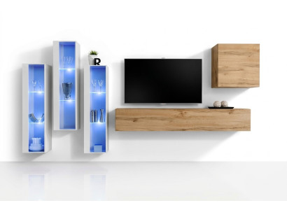 Muebles de sala de estar diseño mural soporte de TV alto brillo aparador armario de pared.