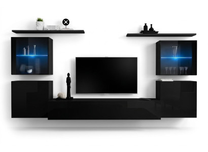 Negro conjunto de muebles de salón de lujo, armario de pared completo, diseñador nuevo