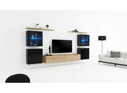 Sala de estar 4x armario de pared conjunto de diseño moderno con soporte para TV 7 piezas nuevo
