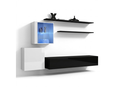 Mueble de pared 260cm, buffet de tv rtv, soporte de tv, muebles de lujo para la sala de estar de madera negro