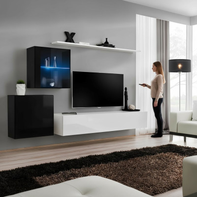 Muebles de salón de diseñador moderno conjunto de pared de 260 cm lujosa vitrina.