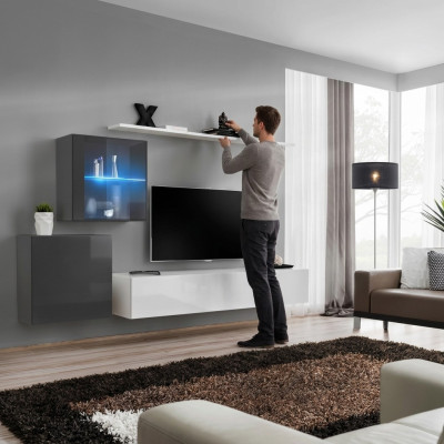 Conjunto de lujo de moderno mural de sala de estar, muebles de sala de estar, estantería de pared, muebles, soporte de TV, juego.