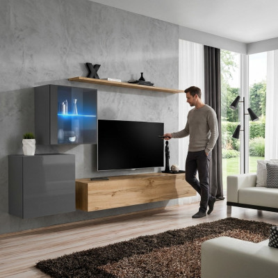 Soporte de TV de lujo, estante de pared para sala de estar, diseñador de madera moderno.