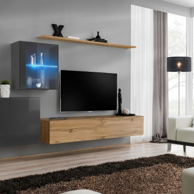 Soporte de TV de lujo, estante de pared para sala de estar, diseñador de madera moderno.