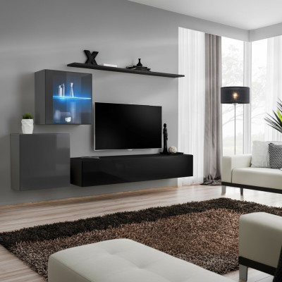 Mueble de pared 2x armario de pared de alto brillo, estantería de pared de diseñador en madera.