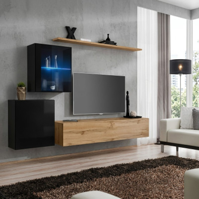 Mueble de pared de alto brillo, conjunto de lujo de diseñador para pared, estante de pared.