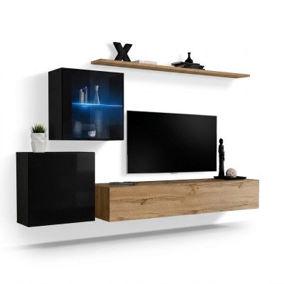 Mueble de pared de alto brillo, conjunto de lujo de diseñador para pared, estante de pared.