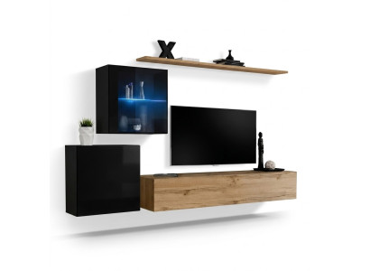 Mueble de pared de alto brillo, conjunto de lujo de diseñador para pared, estante de pared.