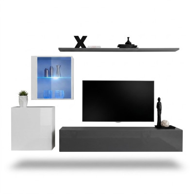 Conjunto de muebles de madera para la pared, armario de pared, estante de pared de diseñador, muebles completos de diseñador.