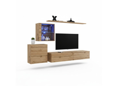 Mueble de salón moderno con soporte para TV, diseño de muebles para sala de estar, estanterías de pared completas.