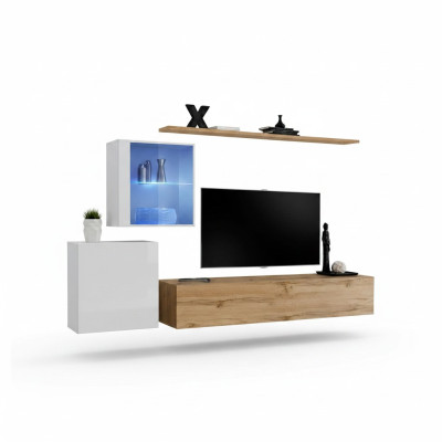Mueble de salón de lujo de 260 cm con estantes de pared, muebles para el salón, diseño moderno.