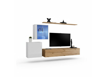 Mueble de salón de lujo de 260 cm con estantes de pared, muebles para el salón, diseño moderno.