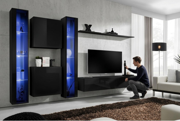Juego de muebles de sala de estar diseñador 2x armario de pared vitrina suspendida mobiliario.