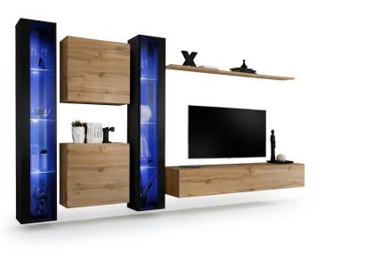 Muebles de salón completo, armario, aparador, conjunto de estantes de pared, vitrina colgante, mobiliario.
