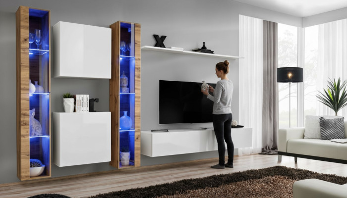 Soporte de TV blanco, mueble de pared, armario de pared, muebles de diseño para la sala de estar, buffet de lujo.